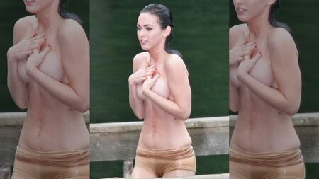 A vagina de Megan Fox fica visível nos calções justos e molhados