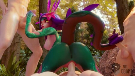 League of Legends - Neeko em um ménage à trois com todos os orifícios preenchidos (Animação com som)