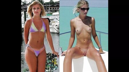 Raparigas em biquíni sensuais - Apresentação de diapositivos com e sem roupa