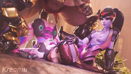 Overwatch - D.Va e Widowmaker: Posição de cãozinho orgásmica com ejaculação abundante (som)