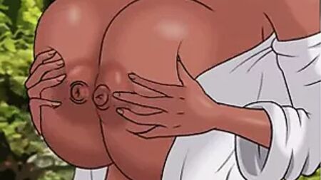 Jogo de sexo hentai com seios grandes na floresta