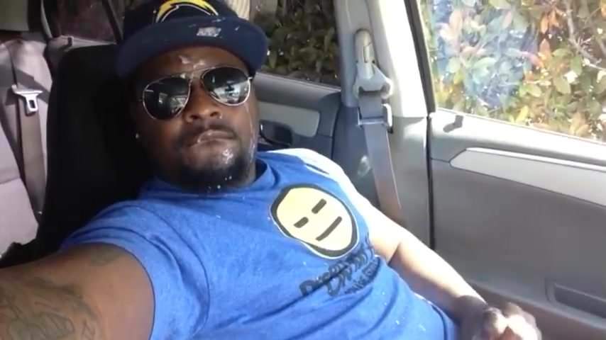 Ebony Facial In Car - Cute Black Guy Self Facial Cumshot in Car