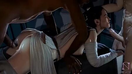 Rey Skywalker x Stormtrooper - sexo em grupo; gangbang; BBC; blacked; interracial; 3D sex porno hentai; (by niisath) [Star Wars]