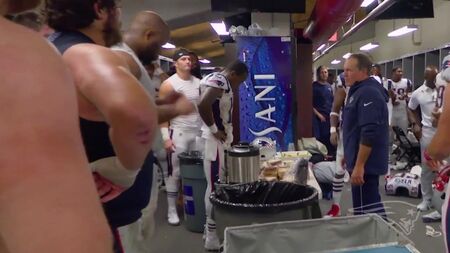 Celebração no balneário dos Patriots contra os Buccaneers - Semana 5 (2017)