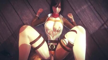 Mikasa Ackerman - POV; masturbação manual; masturbação; cavalgada; posição missionária; orgasmo; mamas grandes; pornografia hentai 3D; [SnK | Attack on Titan]