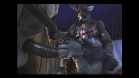 3D Gay Yiff por H0rs3 - Pornografia Furry - Sexo E621 - Dupla penetração de um femboy-lobo no Natal
