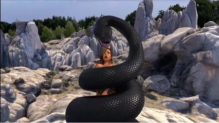 Serpente devora rapariga nua, de cabeça para baixo 6