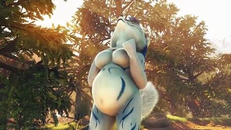 Rapariga furry vore de cabeça para baixo