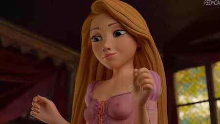 Rapunzel - footjob; fetiche por pés; masturbação; ejaculação; vista dos seios; rapariga gira; pornografia hentai 3D; (por Redmoa) [Disney; Tangled]