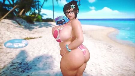 Mei - curvilínea; rabo grande; mamas grandes; peitos grandes; seios grandes; seios a balançar; pornografia hentai 3D; (@banskinator) [Overwatch]