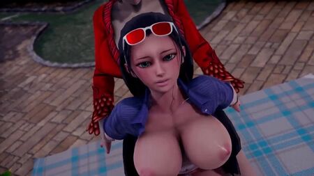 Nico Robin x Boa Hancock - futanari; yuri; lésbicas; sexo oral; broche; à canzana; pornografia hentai 3D; [One Piece]
