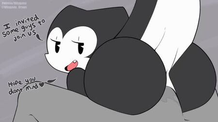2D Yiff por Whygena: Porno Furry Heterossexual E621 FYE Evelyn é fodida por três gatos com paus enormes - gangbang e broche